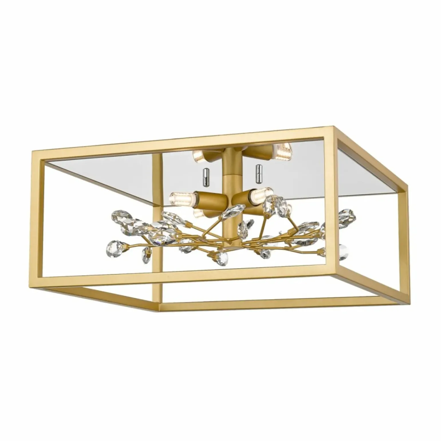 Sale Złoty, kwadratowy plafon z kryształkami C0578-04A-B5V7 SPRING | Kaja Żyrandole Nowoczesne