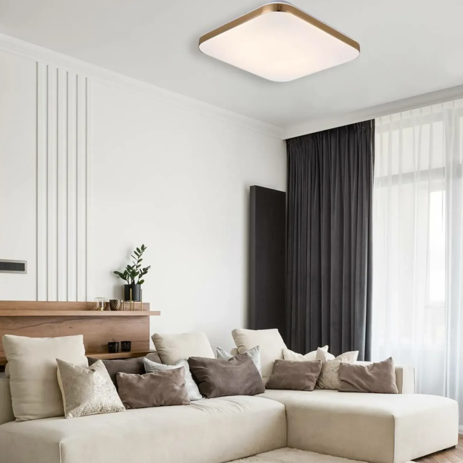 Sklep Kaja Złoty plafon LED barwa neutralna LP-335/1C M 4GD SQUARE – BABILON