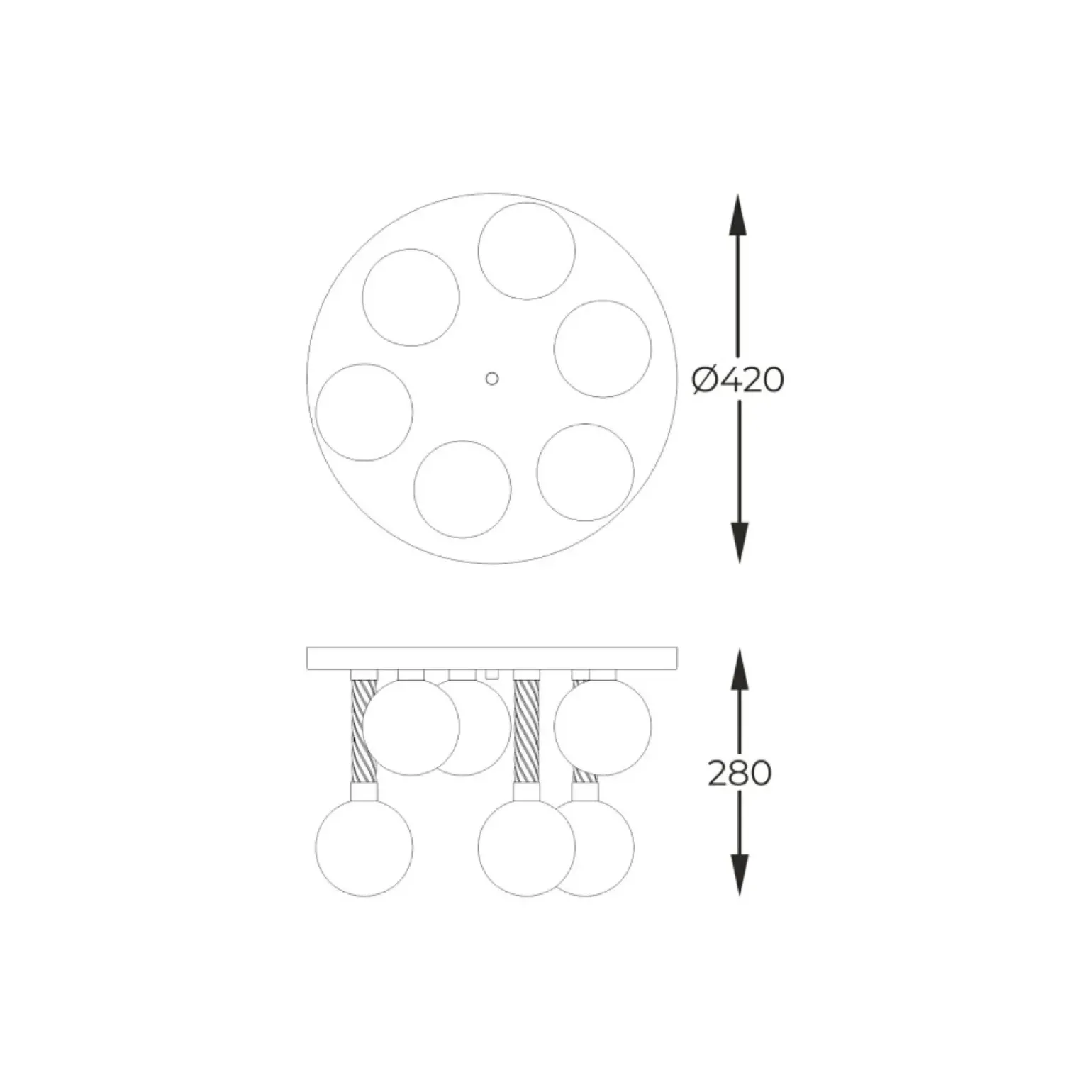 Flash Sale Złoty plafon z kulistymi kloszami C0583-06D-2GHF MIDA | Kaja Żyrandole Nowoczesne