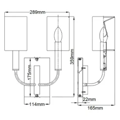 Sklep Kaja Złoty, podwójny kinkiet z abażurami FE-BRIANNA2-BB z serii BRIANNA