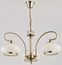 Sklep Kaja Złoty żyrandol z 3 owalnymi kloszami ze szkła AL 3321 | Kaja