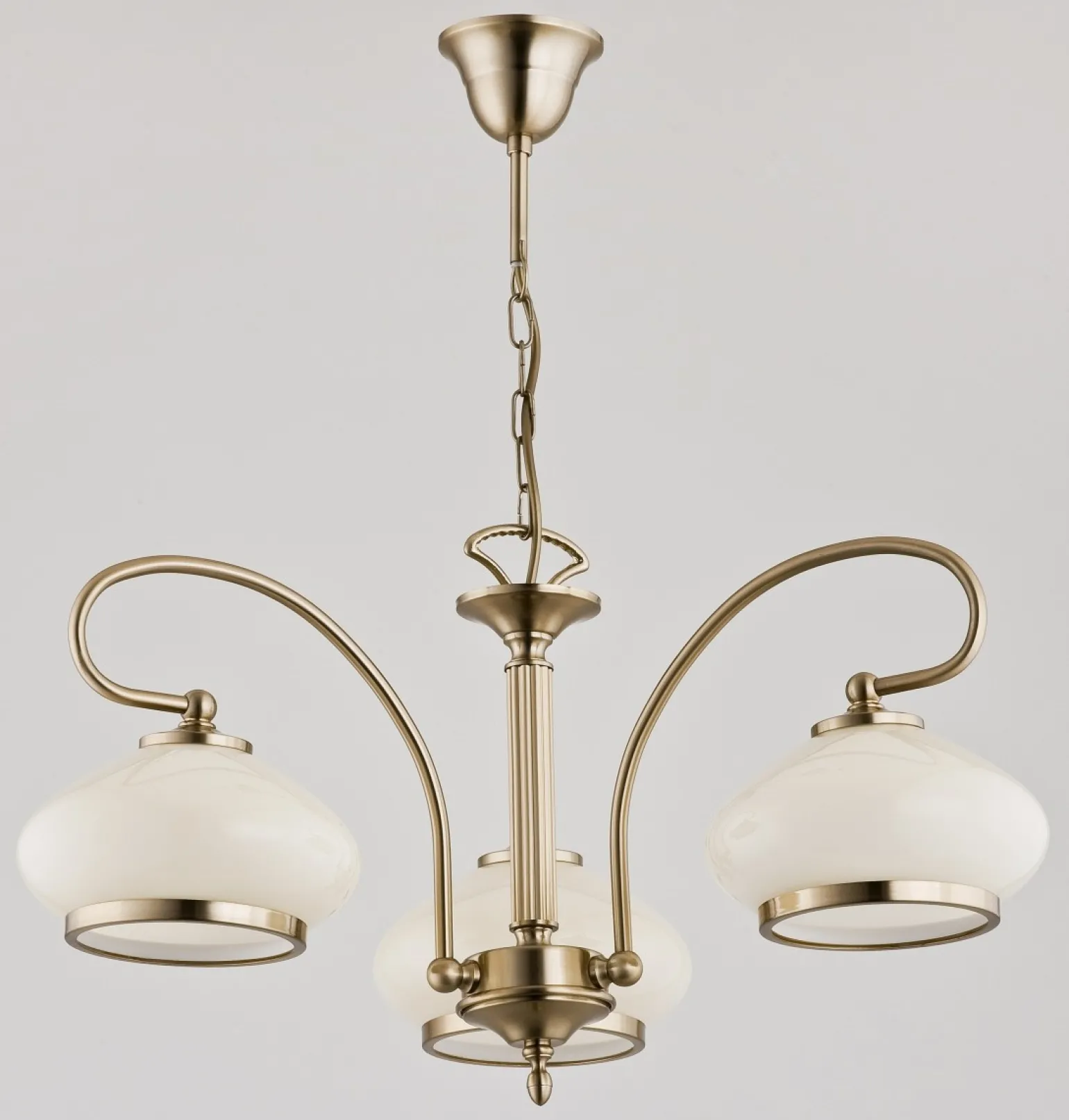 Sklep Kaja Złoty żyrandol z 3 owalnymi kloszami ze szkła AL 3321 | Kaja