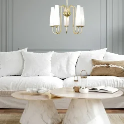 Discount Złoty żyrandol z białymi, wąskimi kloszami ZM 1127 z serii MAGNUM Żyrandole Nowoczesne