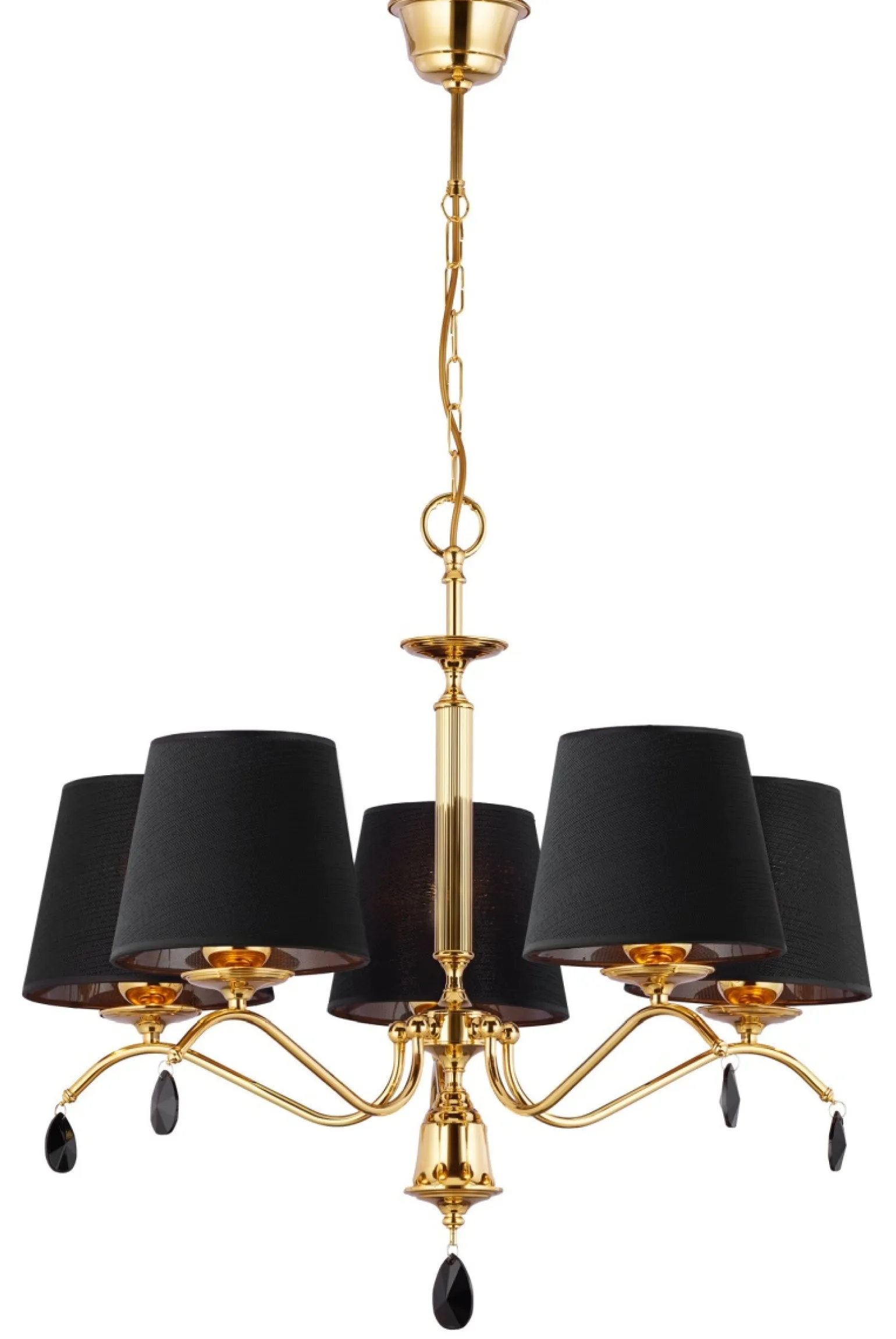 Sklep Kaja Złoty żyrandol z czarnymi abażurami JUP 1795 EGIDA | Kaja Oświetlenie