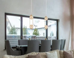 Sklep Kaja Efektowna lampa wisząca z bursztynowymi kloszami K-5397 z serii SVEN