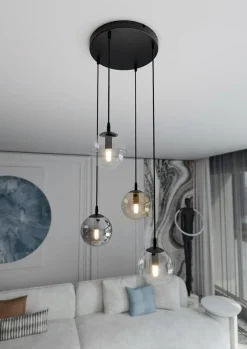 Best Lampa wisząca na okrągłej podsufitce 714/4PREM | Kaja Oświetlenie Żyrandole Nowoczesne