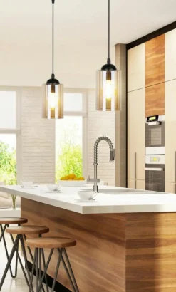 Flash Sale Smukła lampa wisząca z miodowym kloszem 31-00569 BISTRO | Kaja Żyrandole Nowoczesne